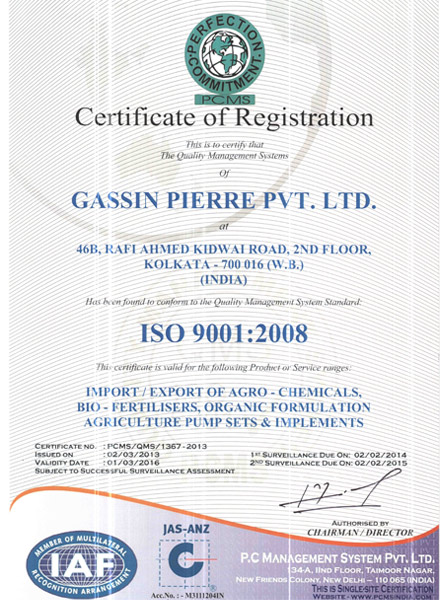 Certificate of Registration ISO 9001: 2008